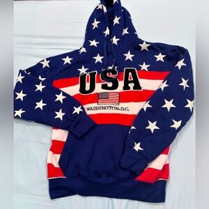 Stars and Stripes Washington DC USA Sweatshirt Hoodie Unisex Men Women Medium